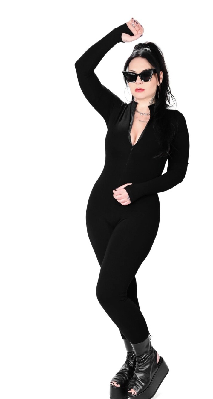 FoxBlood Black Long Sleeve Cat Suit Size Medium